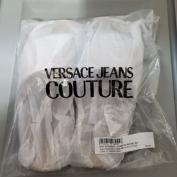 NEW VERSACE JEANS COUTURE Men's Gold Slide Sandals Shoes Size US 8.5 / EU 42 - Picture 11 of 11